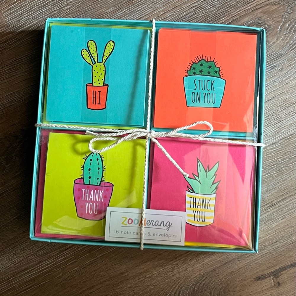 Colorful Cactus Thank You Note Cards Set